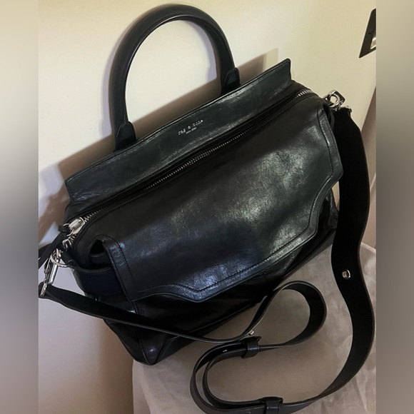 Rag & Bone Leather Black Pilot Handbag Crossbody Bag New - Picture 11 of 15